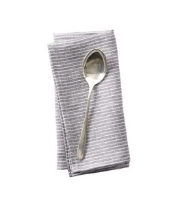 Fog Linen Work Linen Napkin Grey White Stripes