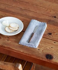 Fog Linen Work Linen Napkin Grey White Stripes