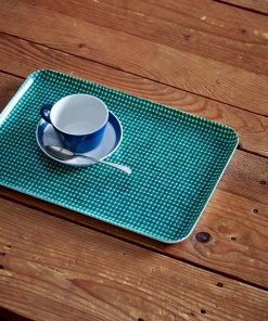 Fog Linen Work Linen Tray M Green Plaid