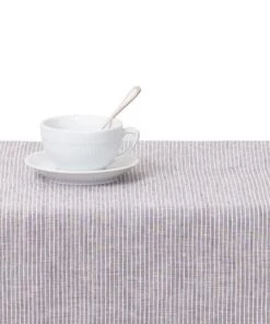 Fog Linen Work Linen Tablecloths & Nakins Linen Tablecloth Grey White Stripes
