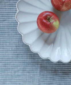 Fog Linen Work Linen Tablecloths & Nakins Linen Tablecloth Grey White Stripes