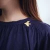 Fog Linen Work Brass Brooch "Bird Pigeon" Jewellery