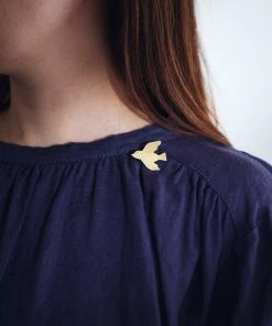 Fog Linen Work Brass Brooch "Bird Pigeon" Jewellery