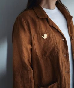 Fog Linen Work Brass Brooch "Bird Thrush"