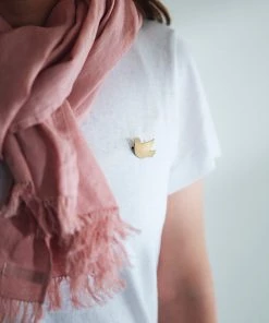 Fog Linen Work Brass Brooch "Bird Cuckoo" Jewellery