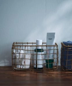 Fog Linen Work Rectangle Brass Basket