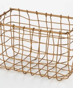 Fog Linen Work Rectangle Brass Basket