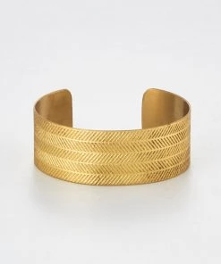 Fog Linen Work Accessories Brass Wide Bracelet Herringbone