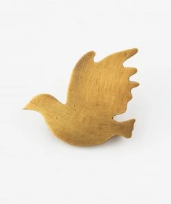 Fog Linen Work Brass Brooch "Bird Thrush"