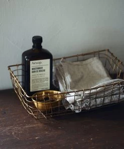 Fog Linen Work Kitchen Accessories Large Brass Basket