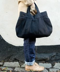 Fog Linen Work Anne Round Bag Graphite