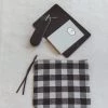Fog Linen Work Canna Pouch Black Natural Checks Large