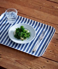 Fog Linen Work Linen Trays Linen Tray L Blue White Stripes
