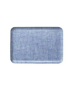 Fog Linen Work Linen Tray M Blue White Checks