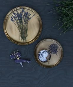 Fog Linen Work Brass Serving Tray Round L Trays & Cutlery