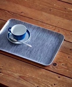 Fog Linen Work Linen Tray M Grey White Stripes Linen Trays