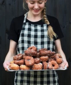 Fog Linen Work Kitchen & Table Linen Daily Apron Black Natural Checks