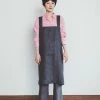 Fog Linen Work Kitchen & Table Linen Square Cross Apron Gris Blue