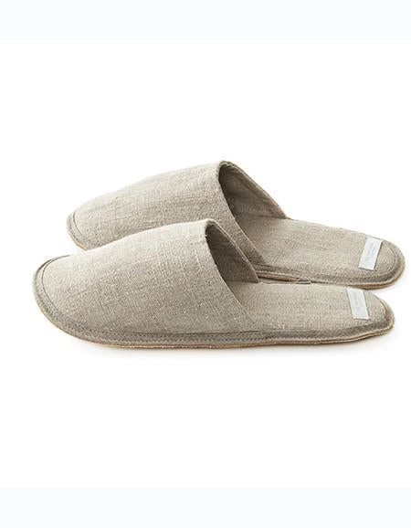Fog Linen Work Linen Slippers Natural Bed & Bath 3 Fog Linen Work Linen Slippers Natural Bed & Bath