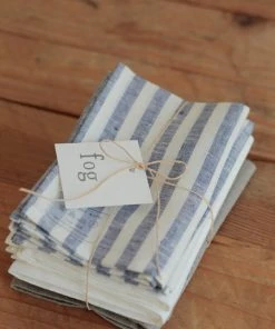 Fog Linen Work Linen Kitchen Cloth Blue White Stripes Kitchen & Table