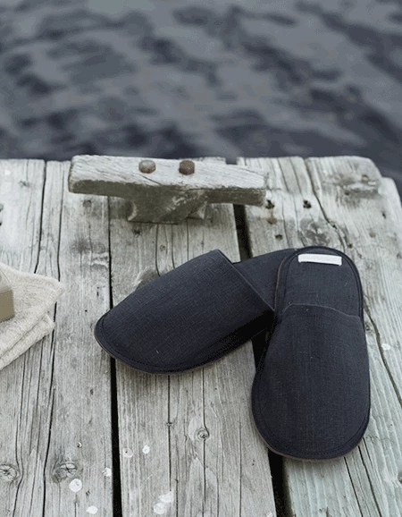 Fog Linen Work Bed & Bath Linen Slippers Graphite 3 Fog Linen Work Bed & Bath Linen Slippers Graphite