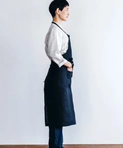 Fog Linen Work Full Apron Navy