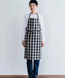 Fog Linen Work Kitchen & Table Linen Daily Apron Black Natural Checks