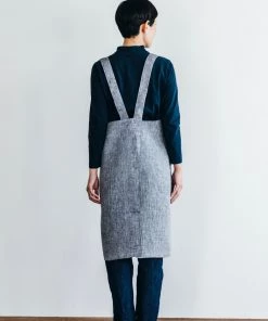 Fog Linen Work Cross Back Work Apron Herringbone