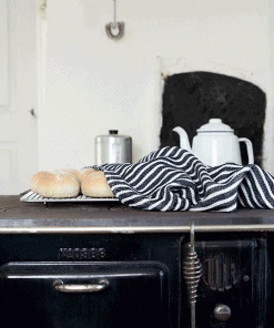 Fog Linen Work Kitchen & Table Thick Linen Kitchen Cloth Navy Border