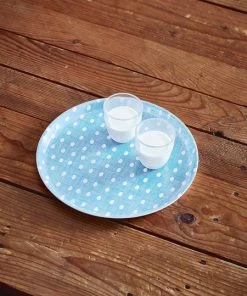 Fog Linen Work Linen Trays Linen Tray Round Egg Blue