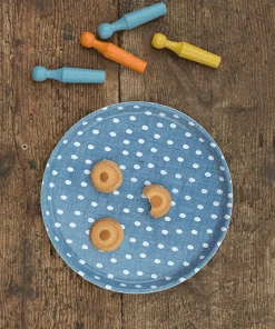 Fog Linen Work Linen Trays Linen Tray Round Egg Blue