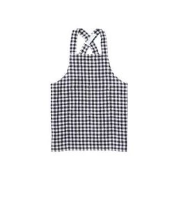 Fog Linen Work Linen Kid Apron Navy White Checks Linen Aprons