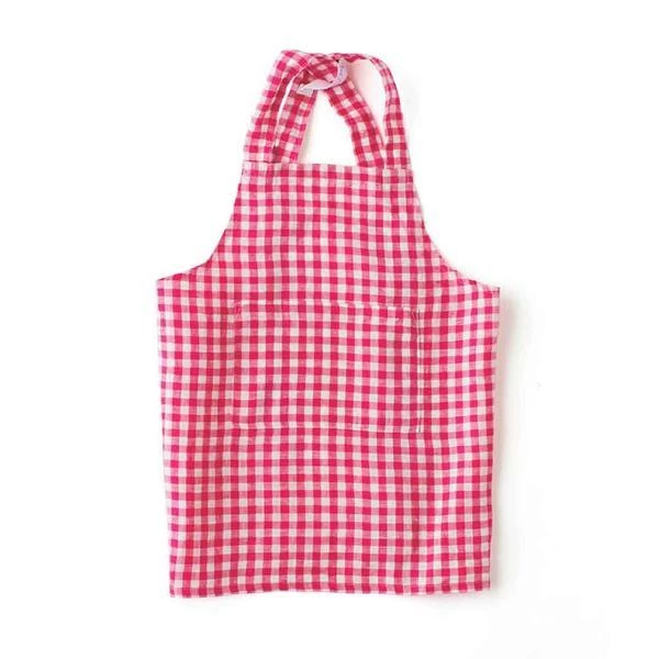 Fog Linen Work Linen Kid Apron Pink White Checks 4 Fog Linen Work Linen Kid Apron Pink White Checks