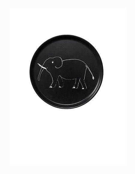 Fog Linen Work Linen Tray Round Elephant Black Linen Trays 3 Fog Linen Work Linen Tray Round Elephant Black Linen Trays