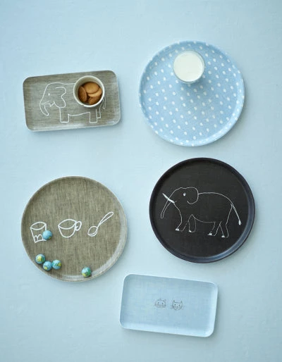 Fog Linen Work Linen Tray Round Elephant Black Linen Trays 4 Fog Linen Work Linen Tray Round Elephant Black Linen Trays