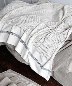 Fog Linen Work Bed & Bath Knitted Cotton Blanket
