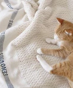 Fog Linen Work Bed & Bath Knitted Cotton Blanket