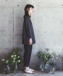 FOG LINEN WORK EUROPE Damini Shirt Navy Stripe