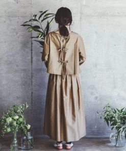 FOG LINEN WORK EUROPE Dipti Top With Ties Beige Women's Clothing