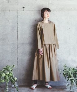 FOG LINEN WORK EUROPE Dipti Top With Ties Beige Women's Clothing