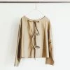FOG LINEN WORK EUROPE Dipti Top With Ties Beige Women's Clothing