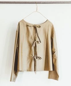 FOG LINEN WORK EUROPE Dipti Top With Ties Beige Women's Clothing