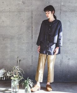 FOG LINEN WORK EUROPE Damini Shirt Navy Stripe