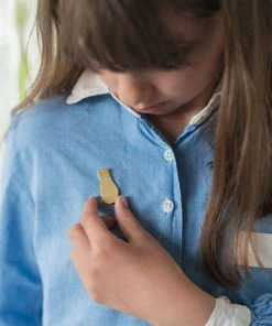 Fog Linen Work Brass Brooch "Cat Goban"