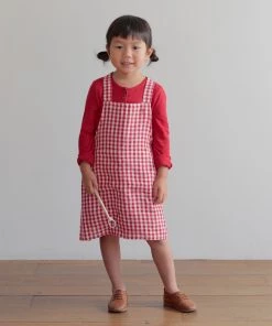 Fog Linen Work Linen Kid Apron Pink White Checks 9 Fog Linen Work Linen Kid Apron Pink White Checks