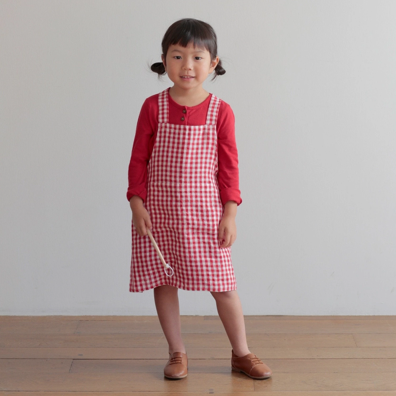 Fog Linen Work Linen Kid Apron Pink White Checks 6 Fog Linen Work Linen Kid Apron Pink White Checks