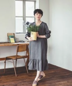 FOG LINEN WORK EUROPE Women's Clothing Jasmin Dress Acier