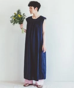 FOG LINEN WORK EUROPE June Dress Blue Indigo Women's Clothing