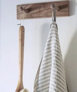 Fog Linen Work Bed & Bath Chambray Linen Towel M "Natural White Stripes"