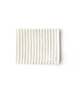 Fog Linen Work Bed & Bath Chambray Linen Towel M "Natural White Stripes"
